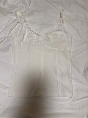 Universal Thread White Ribbed Corset-Style Tank Top